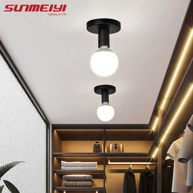 

Minimalist Black E27 Ceiling Light Modern Nordic Retro Iron lamp Decor For Living Room Bedroom Bathroom kitchen Hall And Balcony