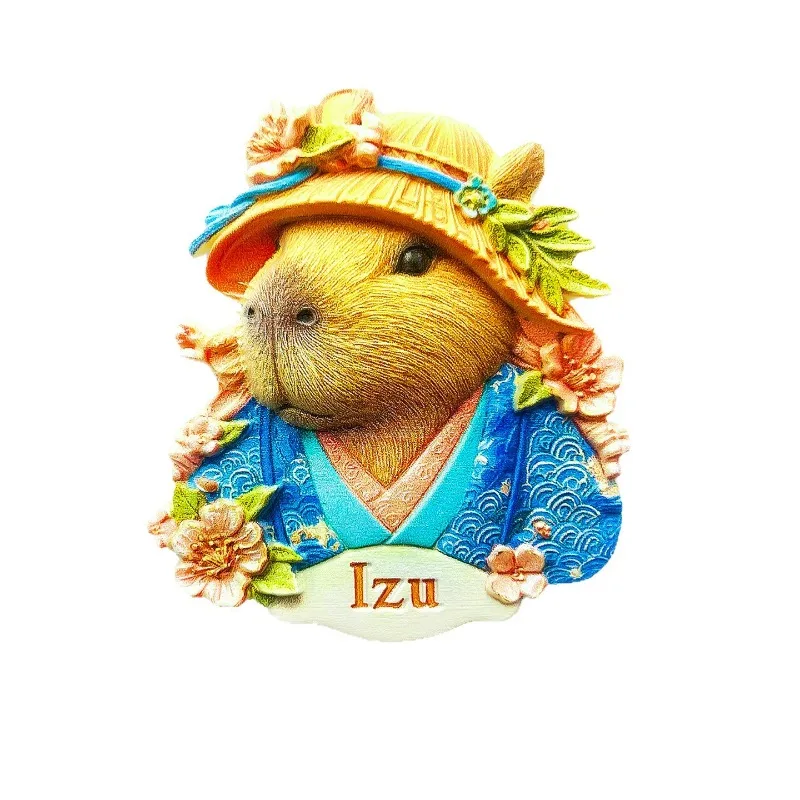 Izu Japan Fridge Magnet - Cute 3D Kirby with Hat Souvenir Unique Anime Hot Spring Gift for Travel & Kawaii Home Decor view 5