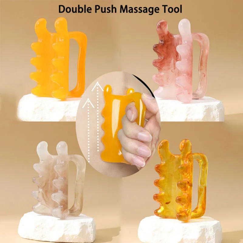 1 Stück Doppelseitiger Harz-Massagekamm für Rücken, Taille und Körper, Schulter-Nacken-Massagestab, Gua Sha Stick, Meridian-Dredging-Massagewerkzeug