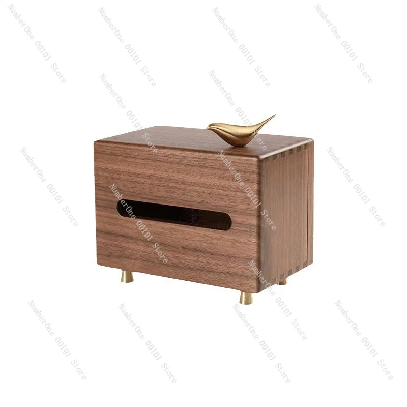 Wood Tissue Box Holder Black Walnut Tabletop Tissue Dispenser Decorative Wooden Tissue Storage Box for Living Room