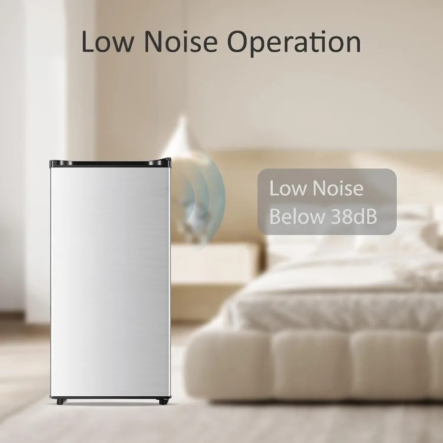 ثلاجة صغيرة 3.1 قدم مكعب مع فريزر ثلاجة مدمجة بباب واحد لشقة النوم والمكتب وغرفة النوم 7 إعدادات لإعلان درجة الحرارة