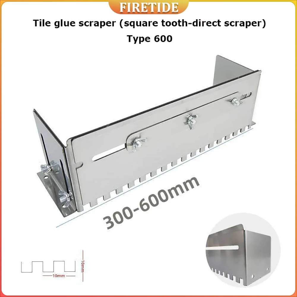 床に接着剤を迅速かつ均一に塗布するための、400～800mm調整可能なノッチ付きこてモルタルコーム