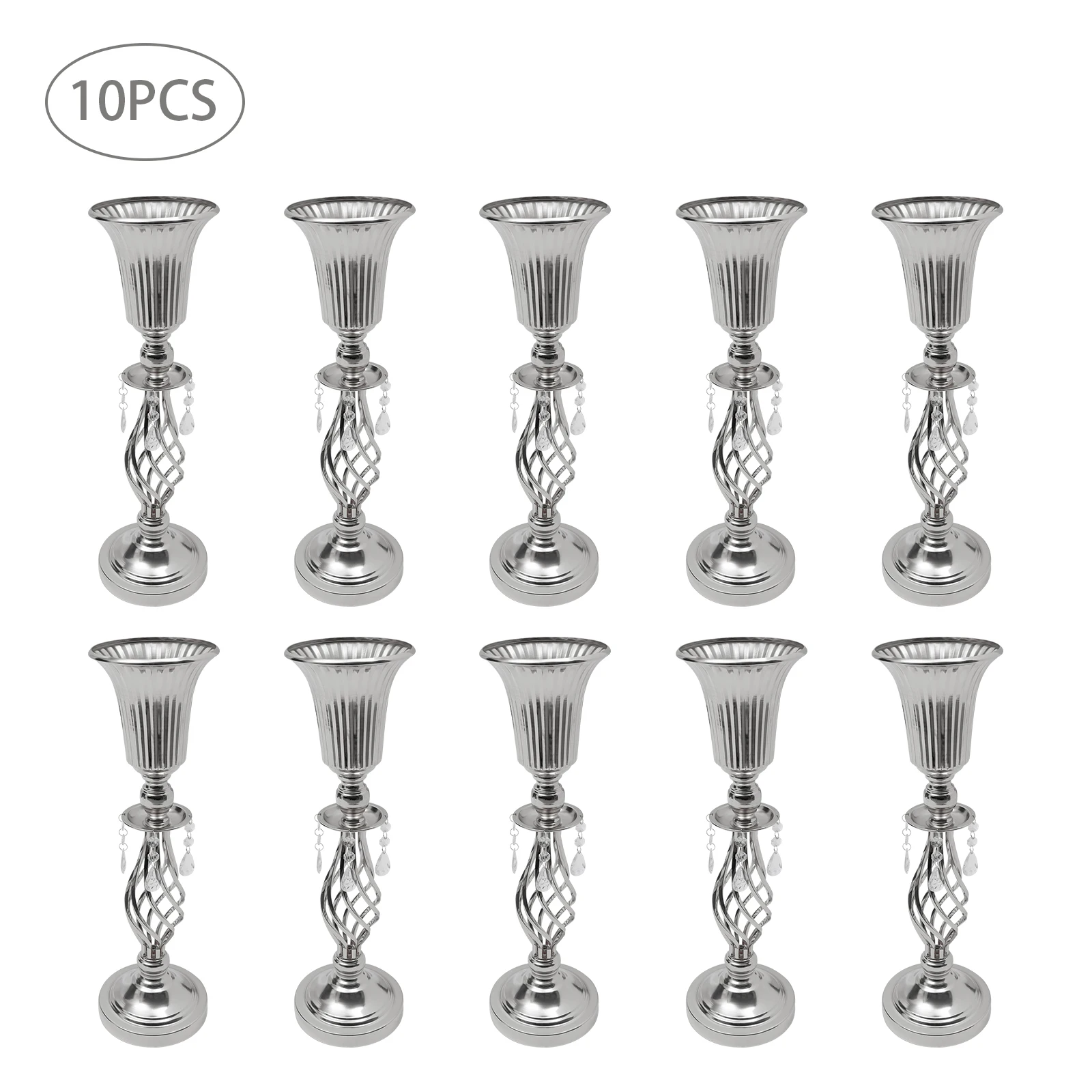 Imagem -05 - Ouro e Prata Cristal Vasos de Flores Flower Racks Centerpieces Wedding Table Decor Dinning Table Decoration 21.7 10 Pcs