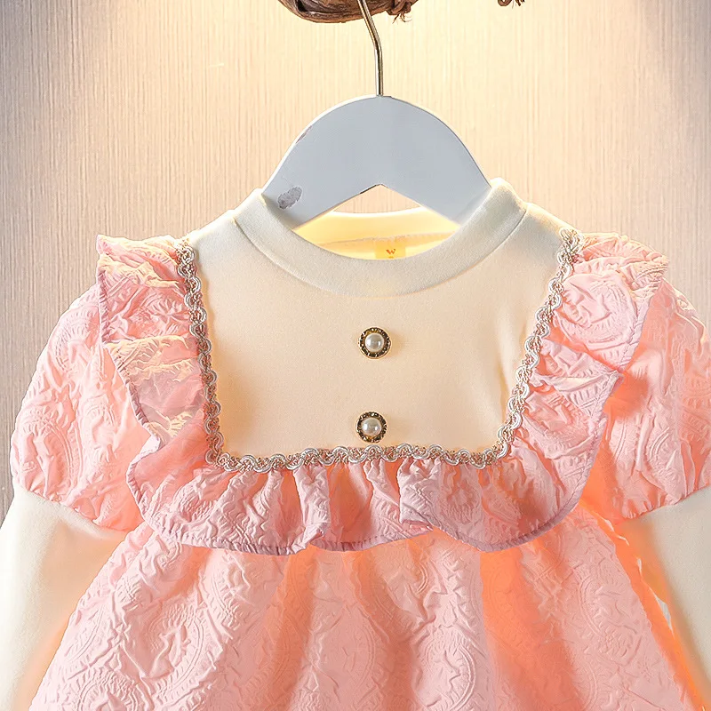 Spring Newborn Girls Clothes Korean Cute Princess Long Sleeve Cotton Baby Birthday Dress Toddler Dresses Kids Clothing BC622