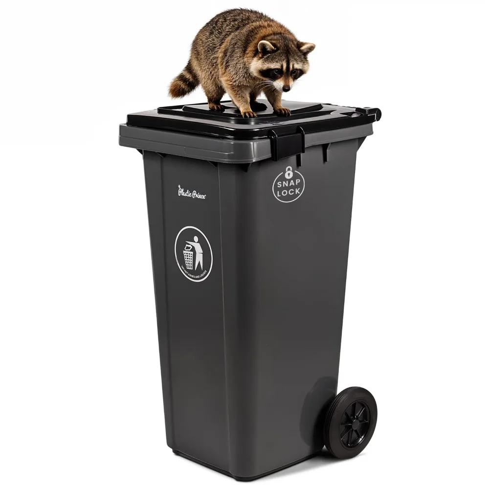 

Heavy-Duty 32 Gallon Outdoor Lockable Wheeled Trash Bin with Lid