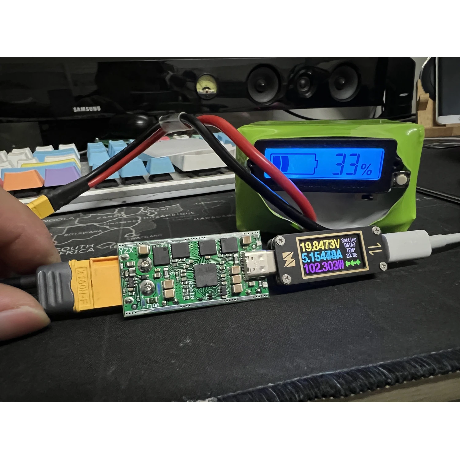 PD3.0 IP2368 100W Pengisi Daya Cepat Dua Arah 3S 4S Pengisi Daya Baterai Lithium Li-ion DC Buck Boost Pengisian Cepat XT60 Ke USB TYPE-C