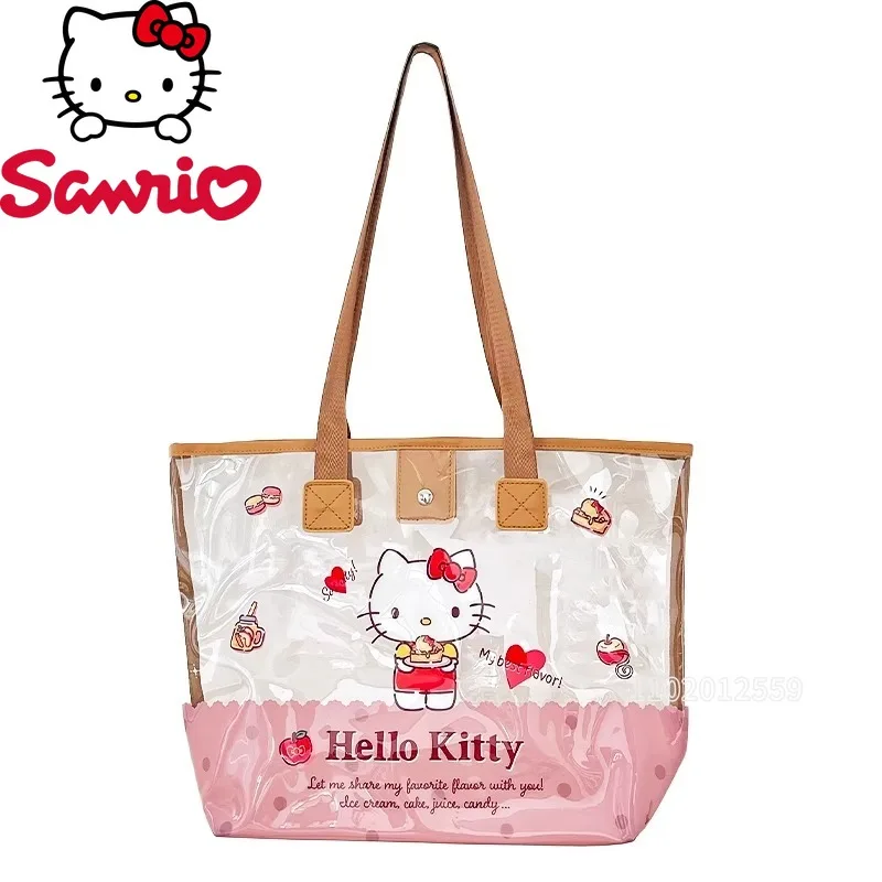 

Sanrio Hello Kitty Transparent Handbag PVC Fashion Women's Shoulder Bag Large Capacity Fashion Transparent Women's Handbag