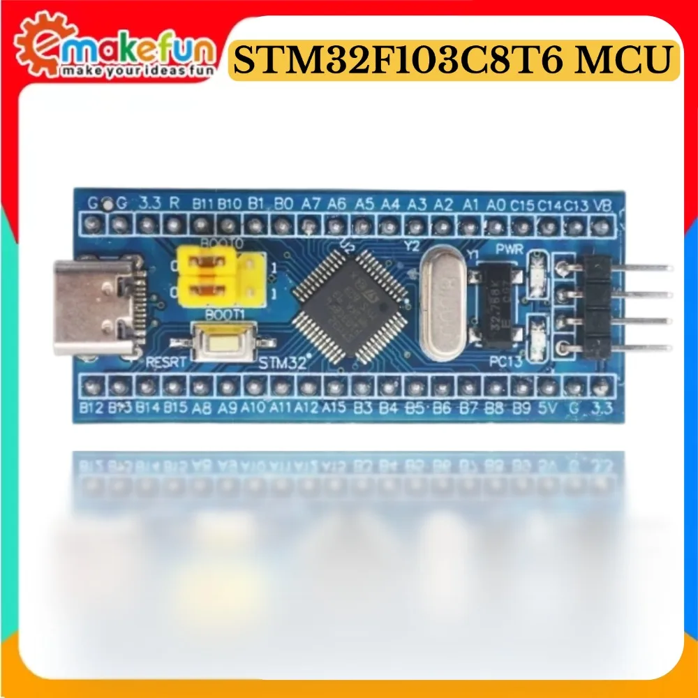 STM32F103C8T6 MCU ARM Cortex-M3 32-bit Microcontroller 72MHz 64KB Flash 20KB SRAM with USB/CAN/Multiple UART LQFP48 Package