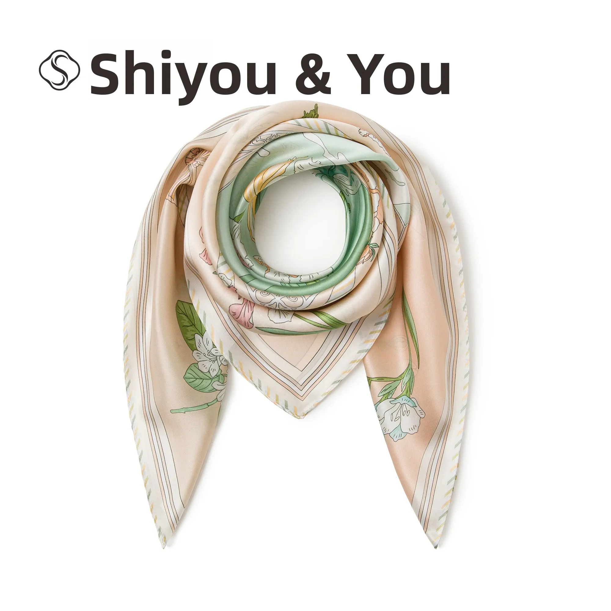 light-green-floral-silk-satin-scarf-silk-printed-women's-scarf-shawl-for-daily-commuting-versatile-chinese-style
