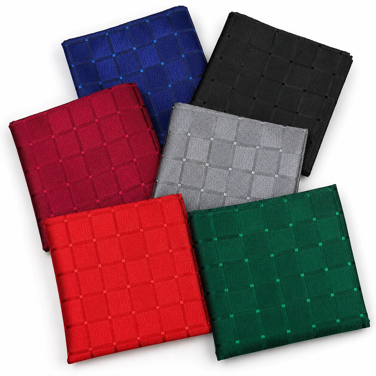 Elegante Pañuelo de Bolsillo Vintage a Cuadros para Hombre, Estilo Británico Clásico, Accesorio Formal para Traje, en Azul Marino, Gris, Negro y Borgoña