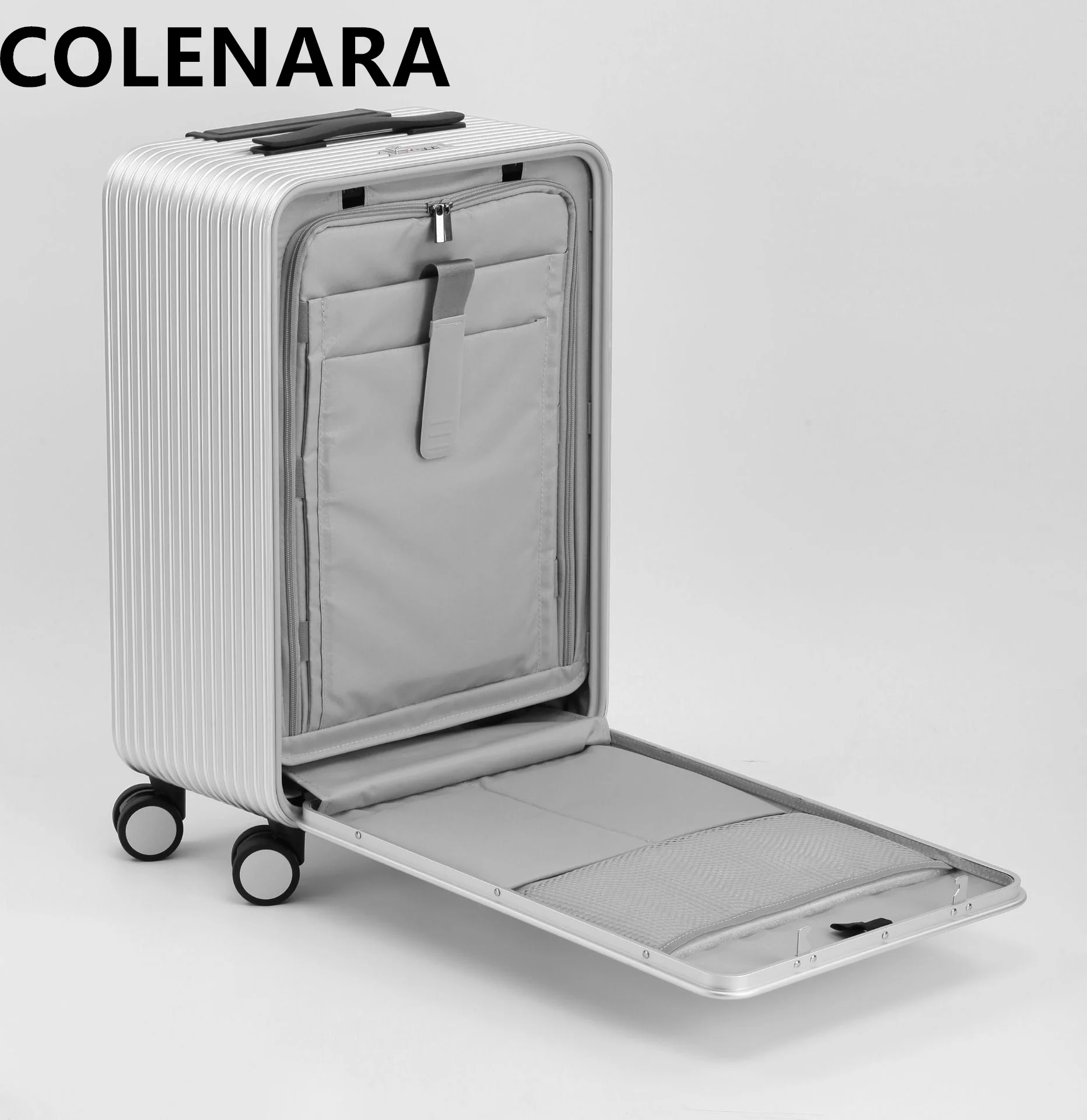 COLENARA nowy 17-calowy bagaż 20 "cały aluminiowy stop magnezu torba na pokład 22" biznesowa na kółkach walizka otwór z przodu walizka