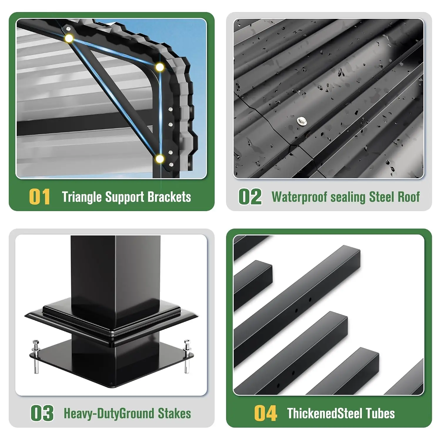 12x20 FT Metal Carport, Car Port with Enhanced Base