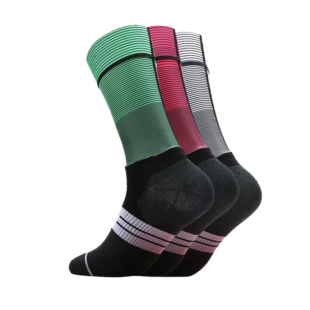 

Color Striped Cycling Socks Breathable Moisture Wicking Sports Socks for Road Mountain Biking, Unisex Design