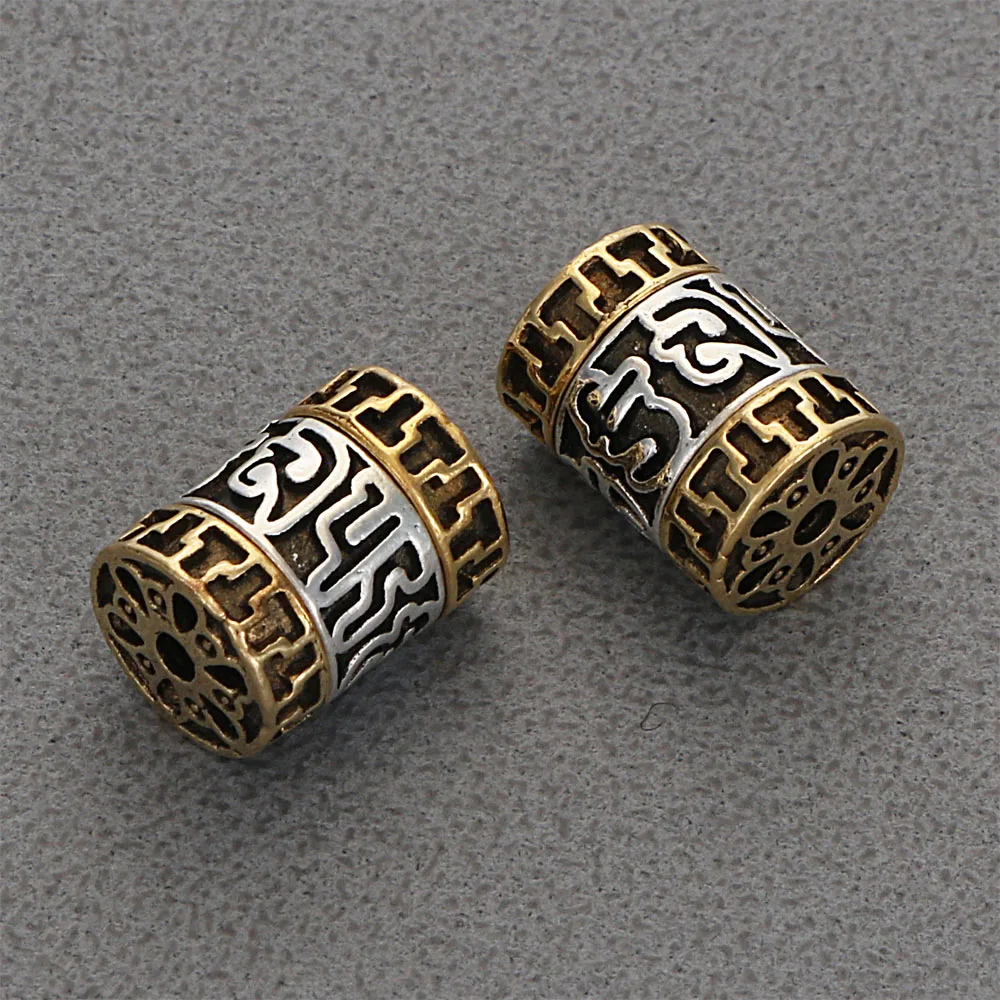 5Pcs Vintage Golden Silver Plated Cast Metal Striped Hollow Tube Spacers Charms Beads For Diy Necklace Jewelry Making