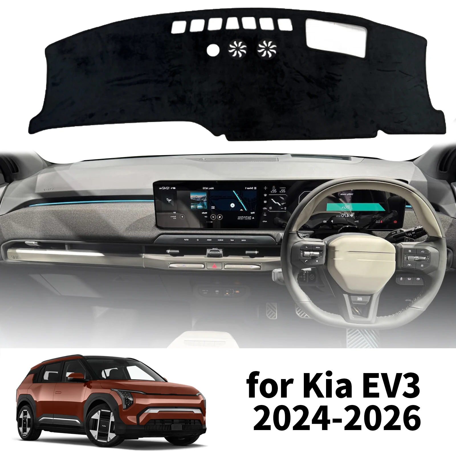 

fit for Kia EV3 2024 2025 2026 GT Line Car Dashmat Dashboard Cover Pad Sunshade Protective Carpet Accessories Dash Mat