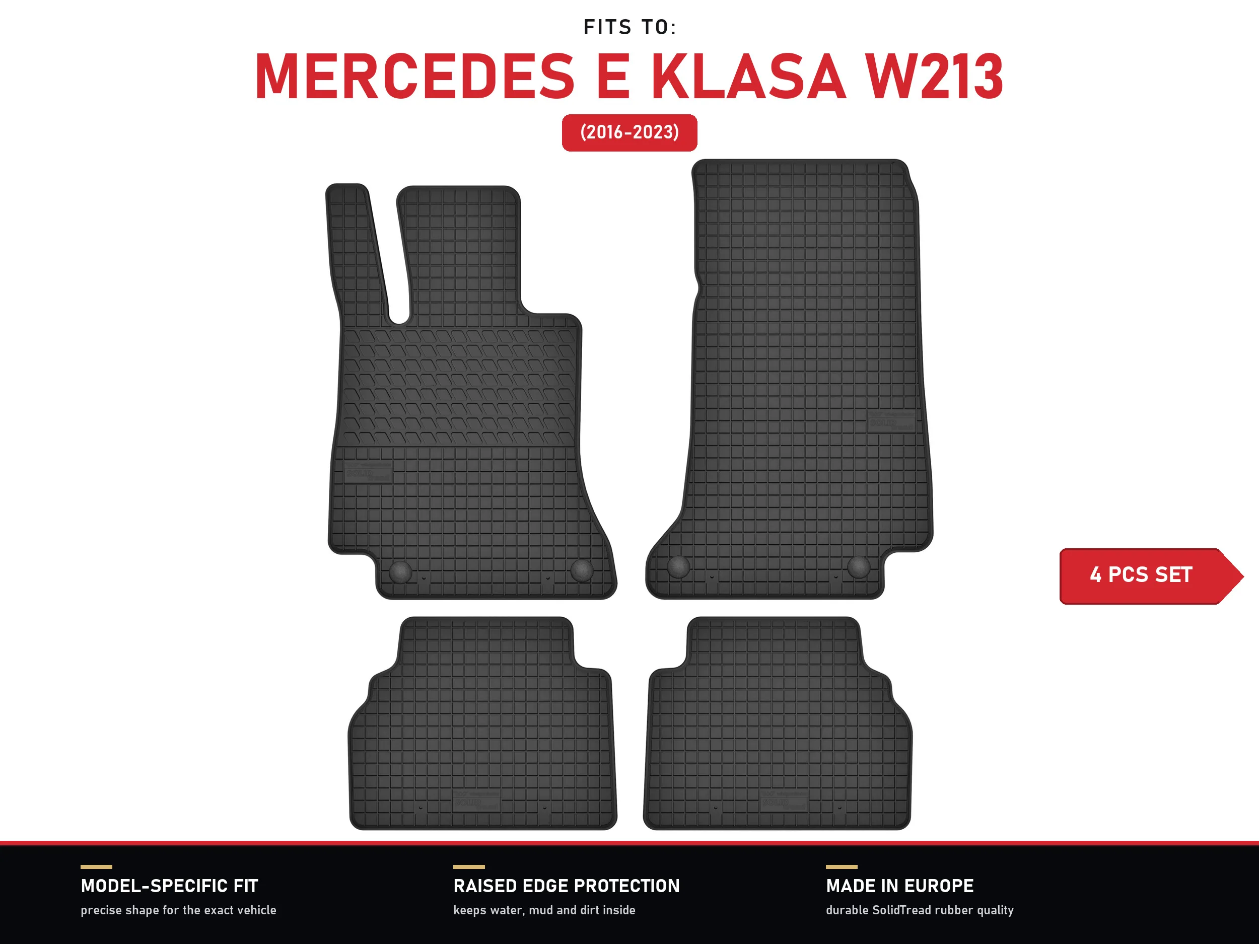 Rubberen matten voor: Mercedes E Klasse W213 2016-2023 4 stuks