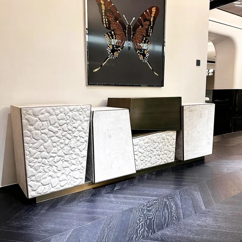 Italian light luxury creative irregular side cabinet high-end designer living room decorative cabinet foyer special-shaped