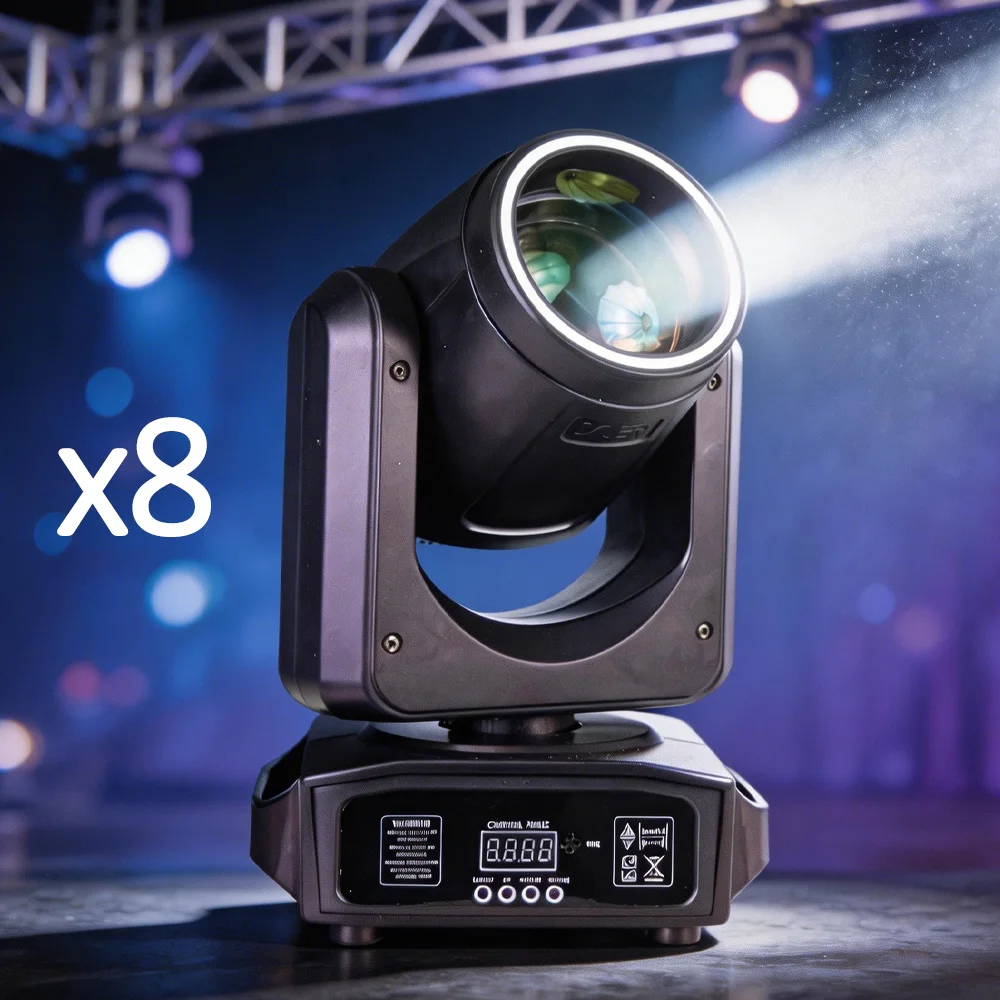 8PCS/Lot 200W LED Beam Spot 18 Prisms Rainbow 7 Gobo 7 Color Effects for DJ Disco Bar DMX Control Moving Head Stage Lighting