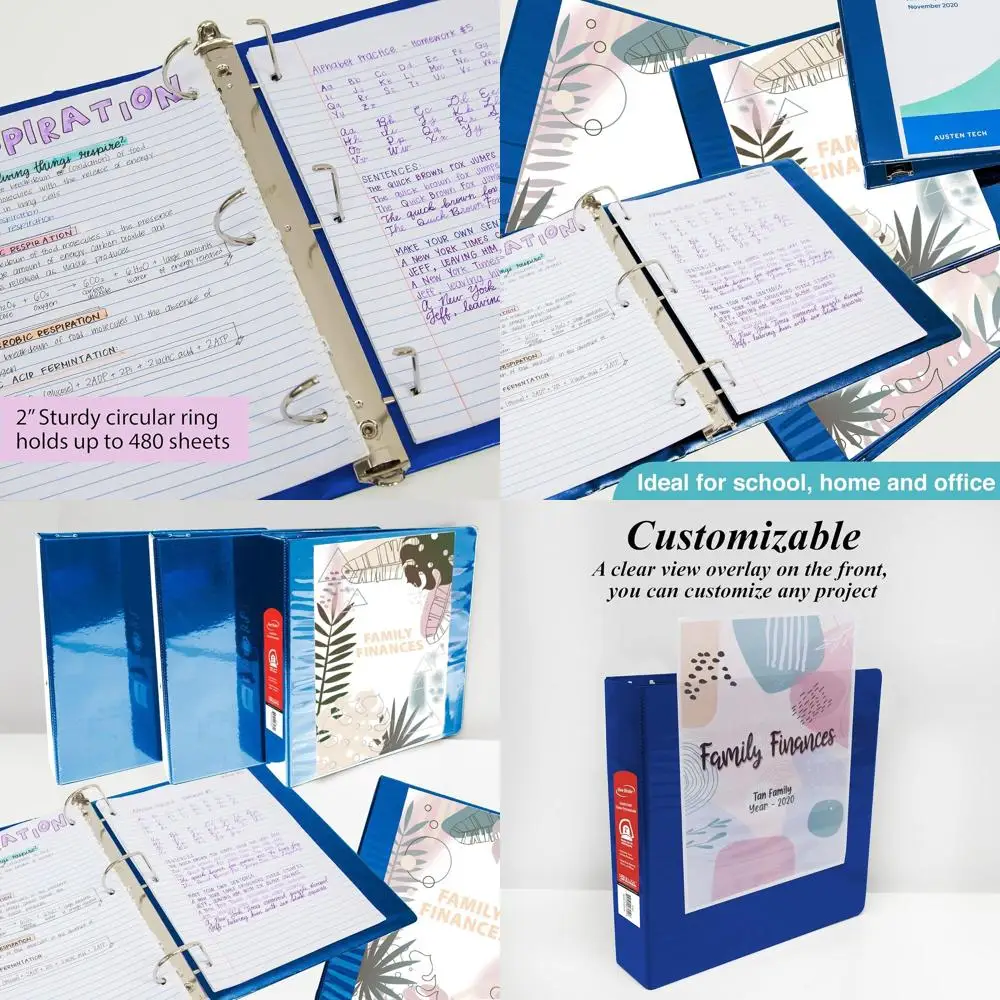 

Blue 2 Inch Slant D-Ring Binder, Holds 480 Sheets, 12-Pack for School or Office Use