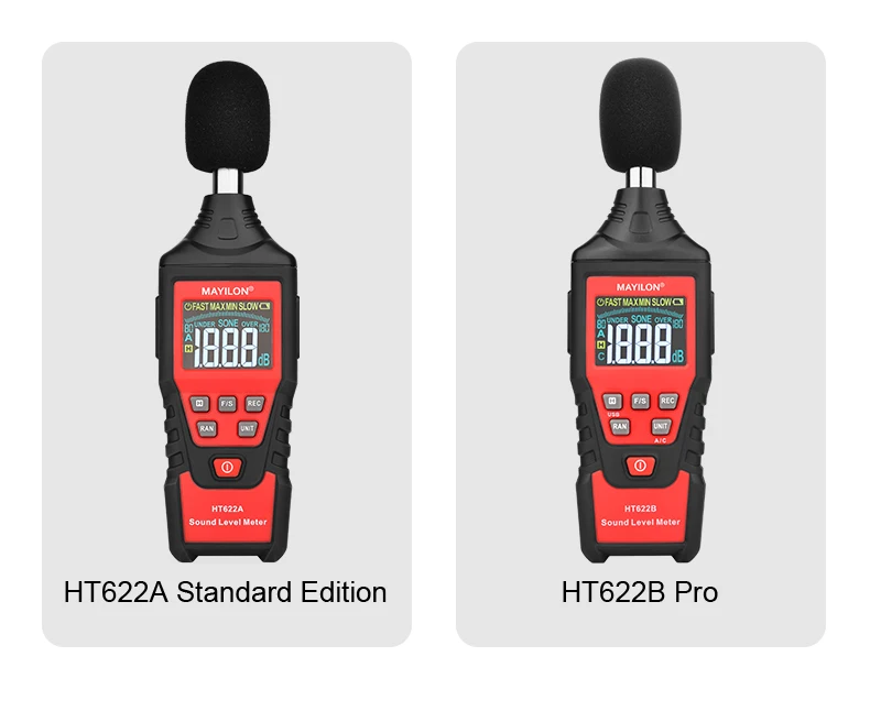 NEW MAYILON  HT622B Factory Direct Sales Digital Sound Level Meter Frequency Response 30Hz-8KHz Digital Sound Level Meters 30 13
