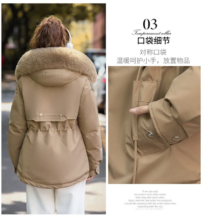 Winter Jacket 2026 New Women Parka Clothes Mid Length Coat Wool Liner Hooded Jacket Fur Collar Thick Warm Snow Wear Padded Parka