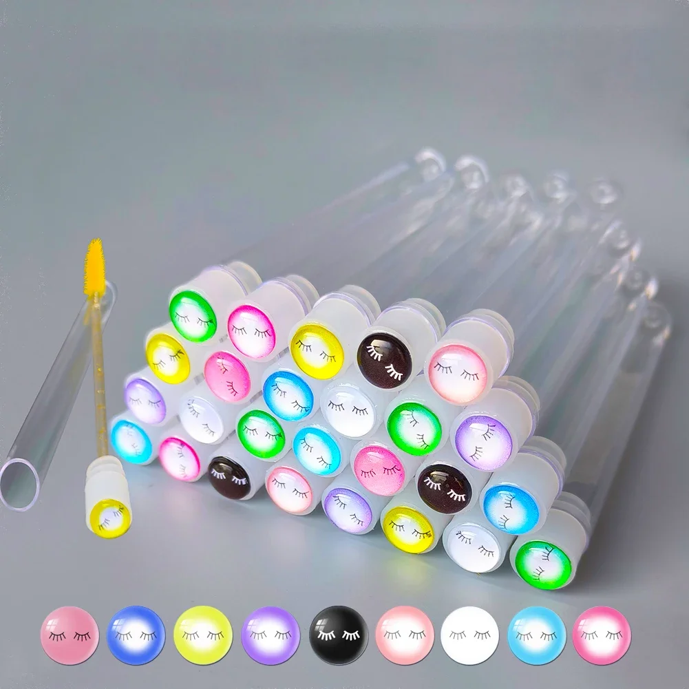 50pcs Reusable Eyebrow Brush Tube Disposable Eyelash Brush Eyebrow Brush With Eelash Resin Drill Replaceable Makeup Brushes