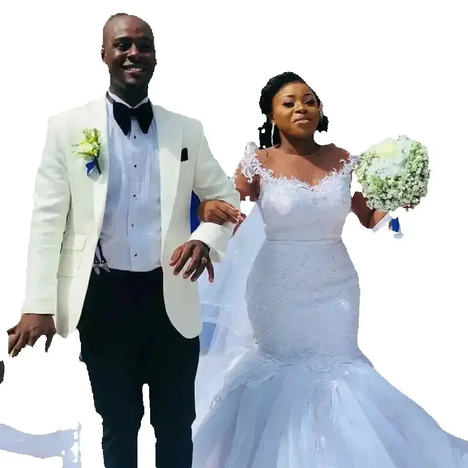 Robes De mariée personnalisées en dentelle noire pour filles, modeste, épaules dénudées, manches longues, robes De mariée avec boutons