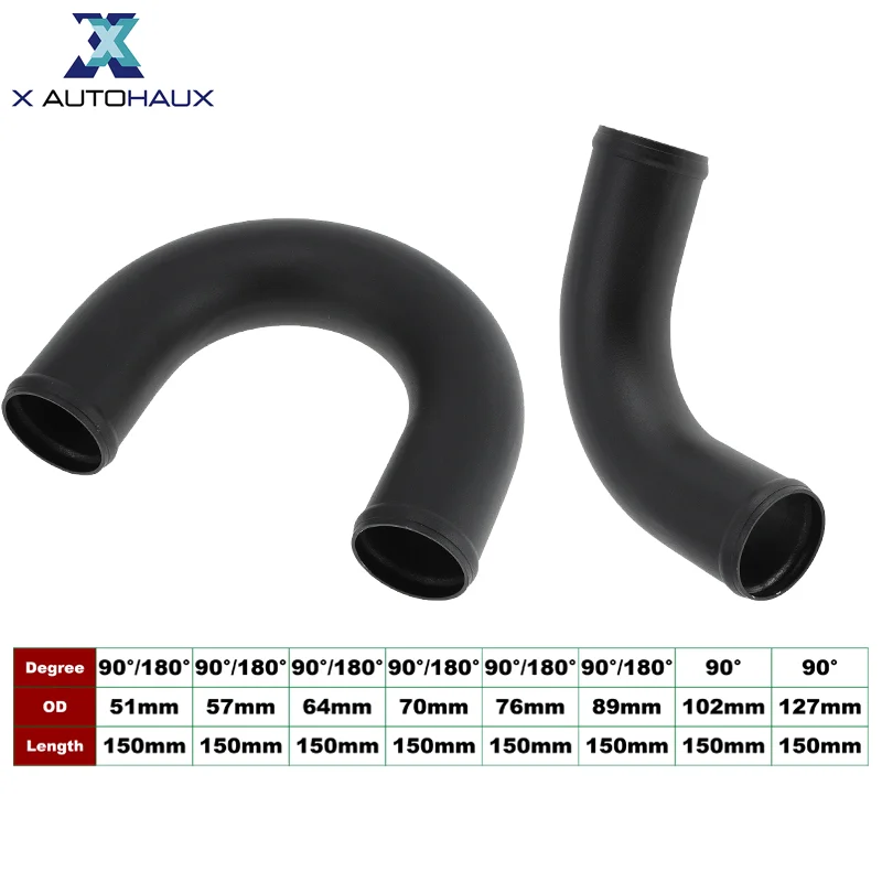 

X Autohaux Универсальная автомобильная трубка из алюминиевого сплава, труба интеркулера 51-127 мм, наружный диаметр 150 мм, длина, соединительный шланг воздухозаборника