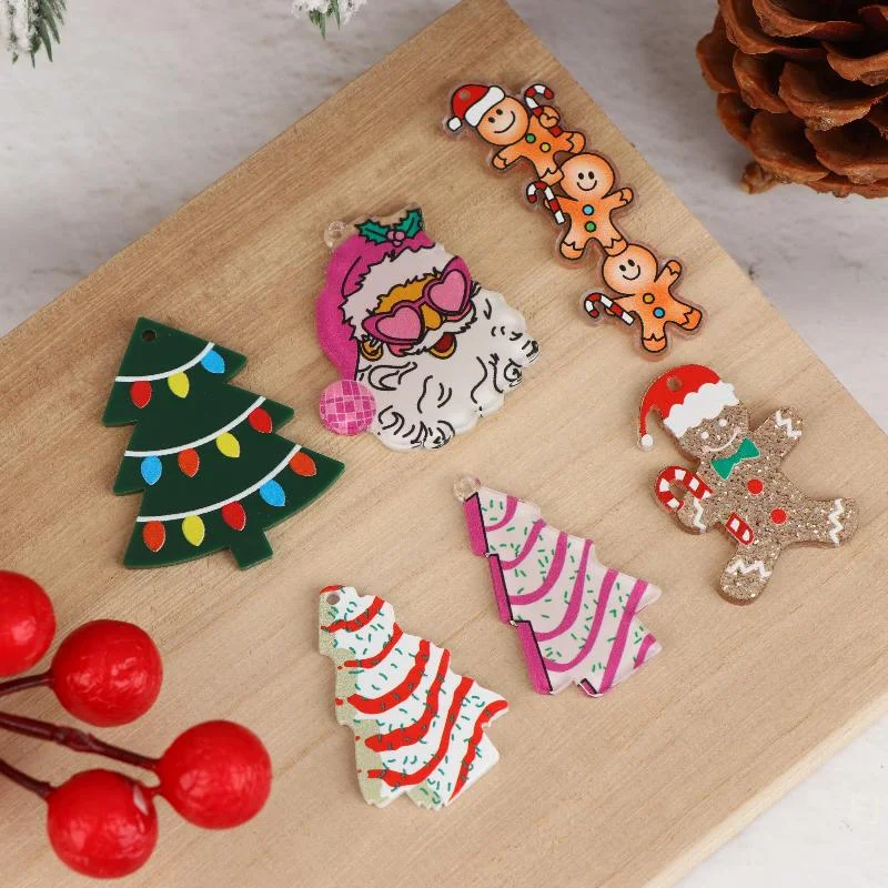 

[YU] 10 шт. Рождественский кулон Санта-Клаус Колобок Рождественская елка DIY Изготовление ювелирных изделий Серьги Ожерелье Брелок Аксессуары