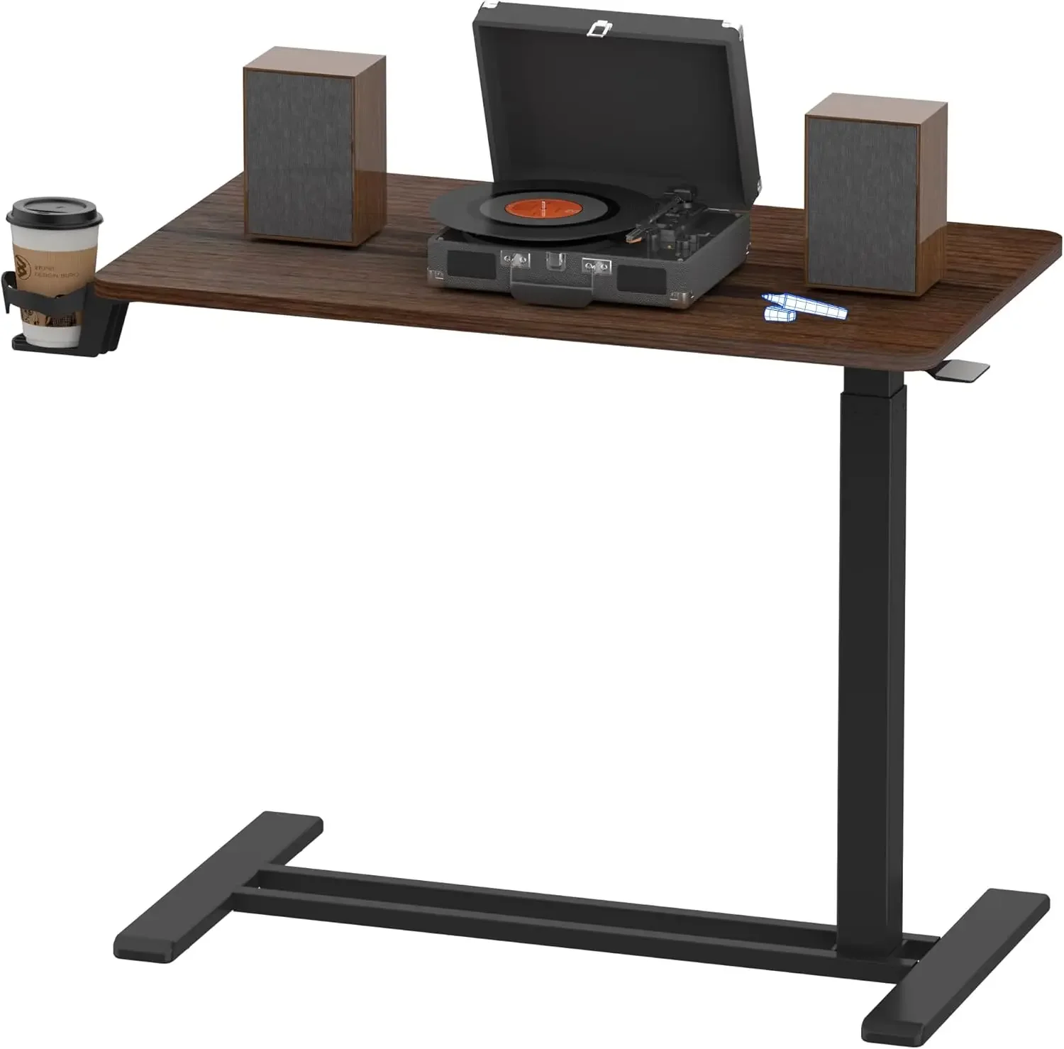 Medical Adjustable Bedside Table with Wheels Pneumatic Mobile Standing Desk Laptop Desk Rolling Computer Cart