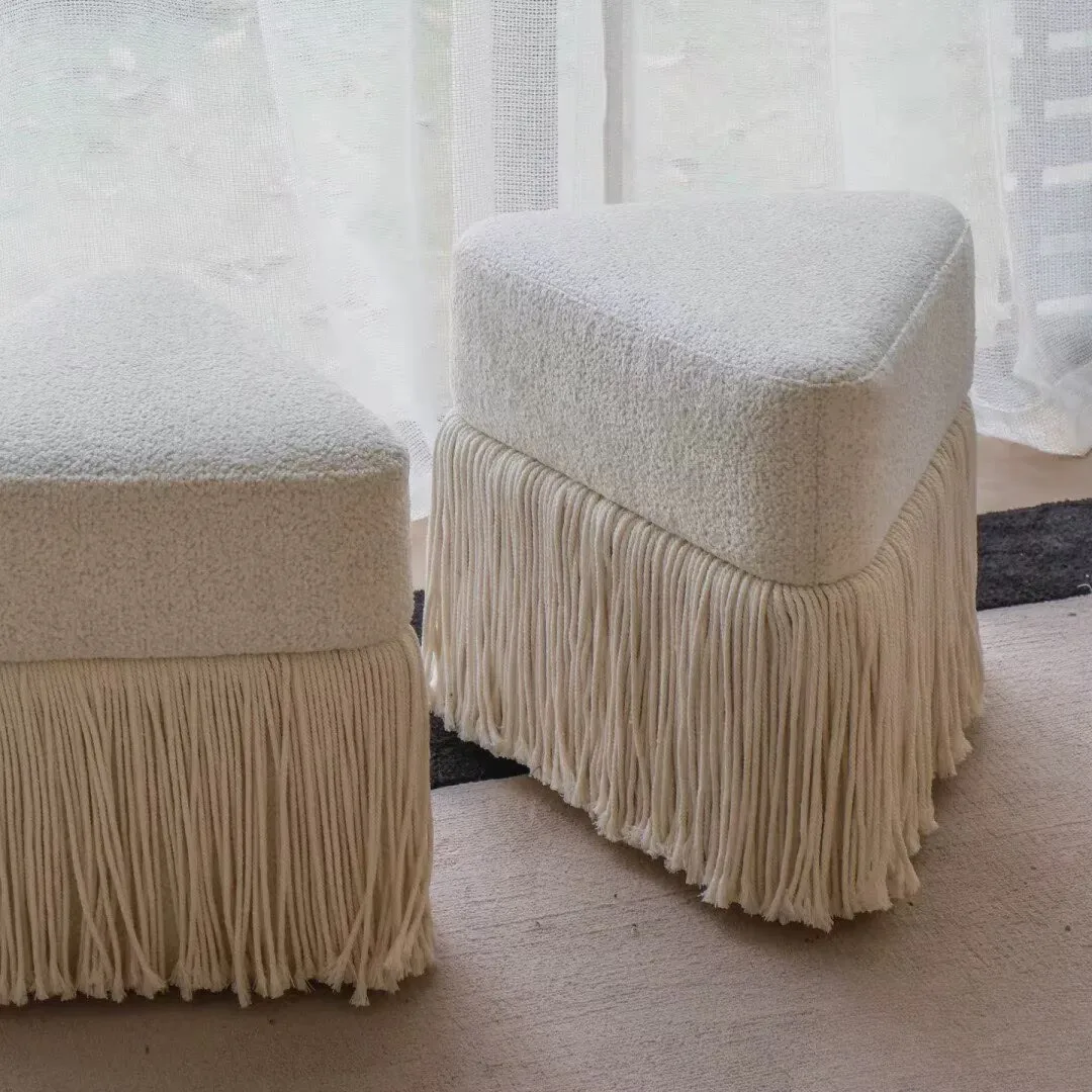 Shoe changing stool French furniture high-end living room tassel sofa stool medieval art makeup stool designer footstool