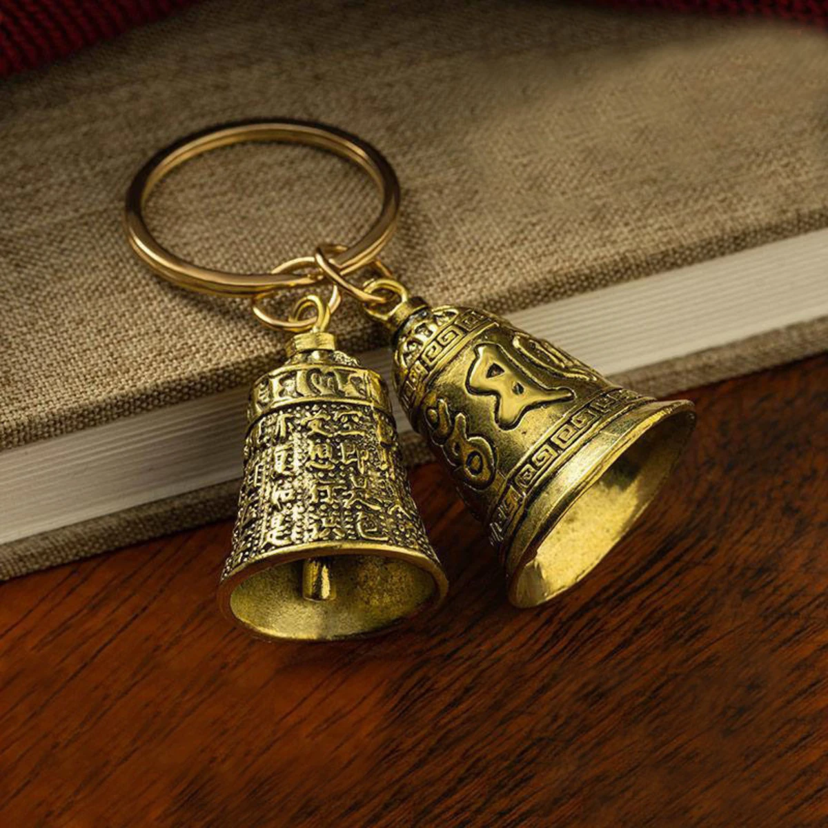 Fashion Six-Character Carved Bell Keyfob - Car Bag Keychain - Party Gift - Keyring Keychains Jewelry