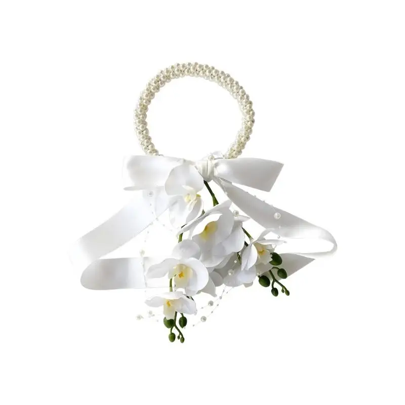 P9FE Hochzeitshandblumen mit Tragegriff und Schleifenakzent für Brautfotos – Detail 2