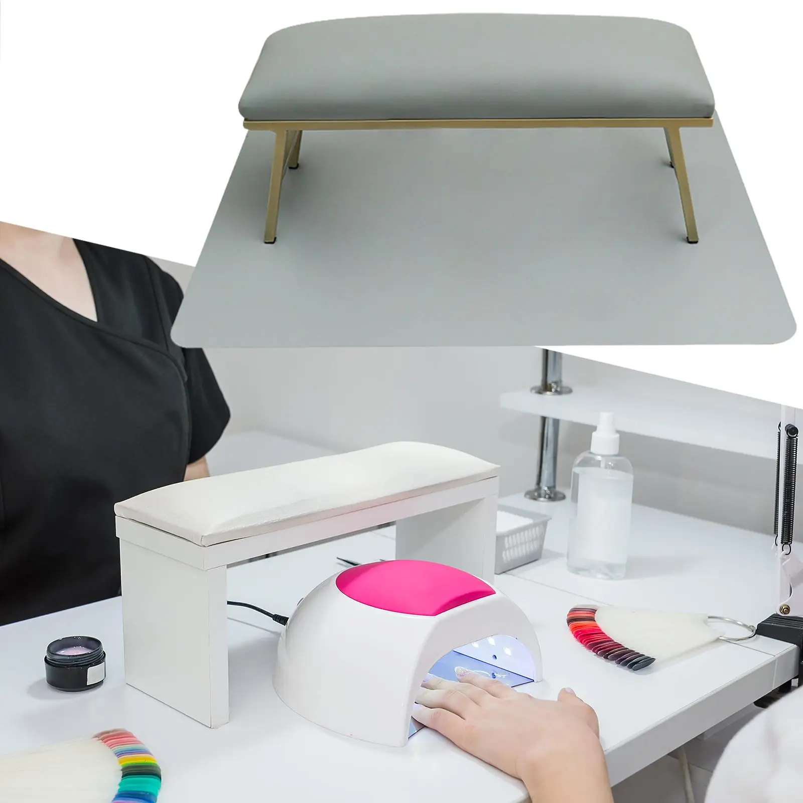 

Nail Hand Pillow and Mat Set Accessories PU Leather Non Slip Nail Table Mat Nail Arm Rest Holder for Home Salon Nail Techs Use