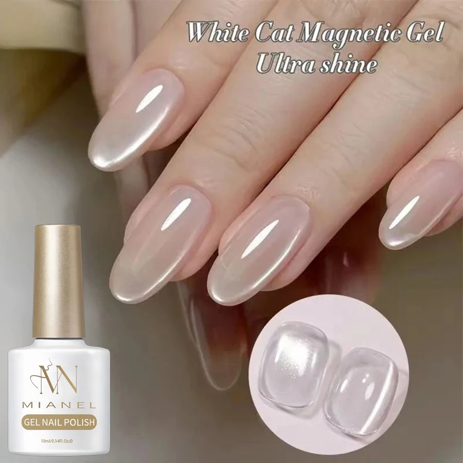 1-9 Stück 10ml Flow Light Weißer Katzenauge-Gel-Nagellack Ultra-Glanz Abziehbarer UV-Gel Spiegel-Glas-Katzenauge Magnetischer Gel-Lack – Detail 7