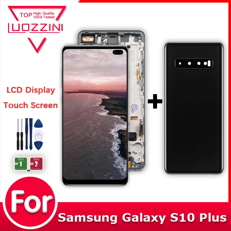 TFT Lcd For Samsung Galaxy S10 Plus SM-G9750 G975F Display Touch Screen Digitizer for Samsung Galaxy S10plus LCD With Frame