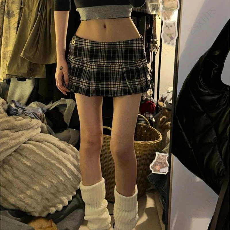 

Kpop Плиссированная клетчатая юбка Y2k Сексуальная женская одежда 2000-х годов Сладкий панк Винтаж Мини-юбка Симпатичные школьницы Готический стиль Bf Короткие юбки