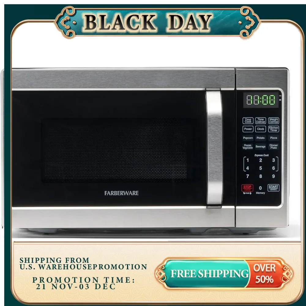 

Countertop Microwave 700 Watts, 0.7 Cu. Ft. - Microwave Oven With LED Lighting and Child Lock Easy Clean Stainless Steel