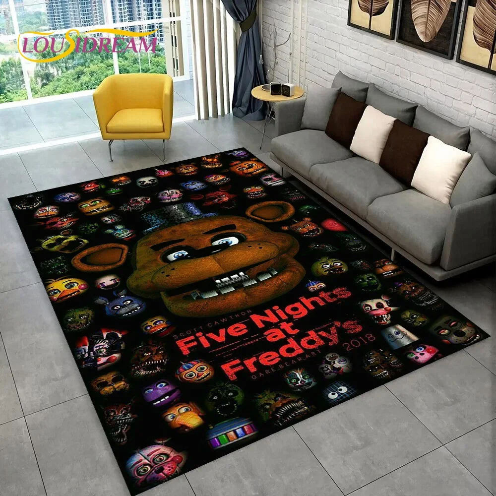 Tapis de jeu d'horreur FNAF Freddy pour la maison, le salon, la chambre, le canapé, la décoration, tapis de jeu pour enfants, tapis antidérapant pour le sol
