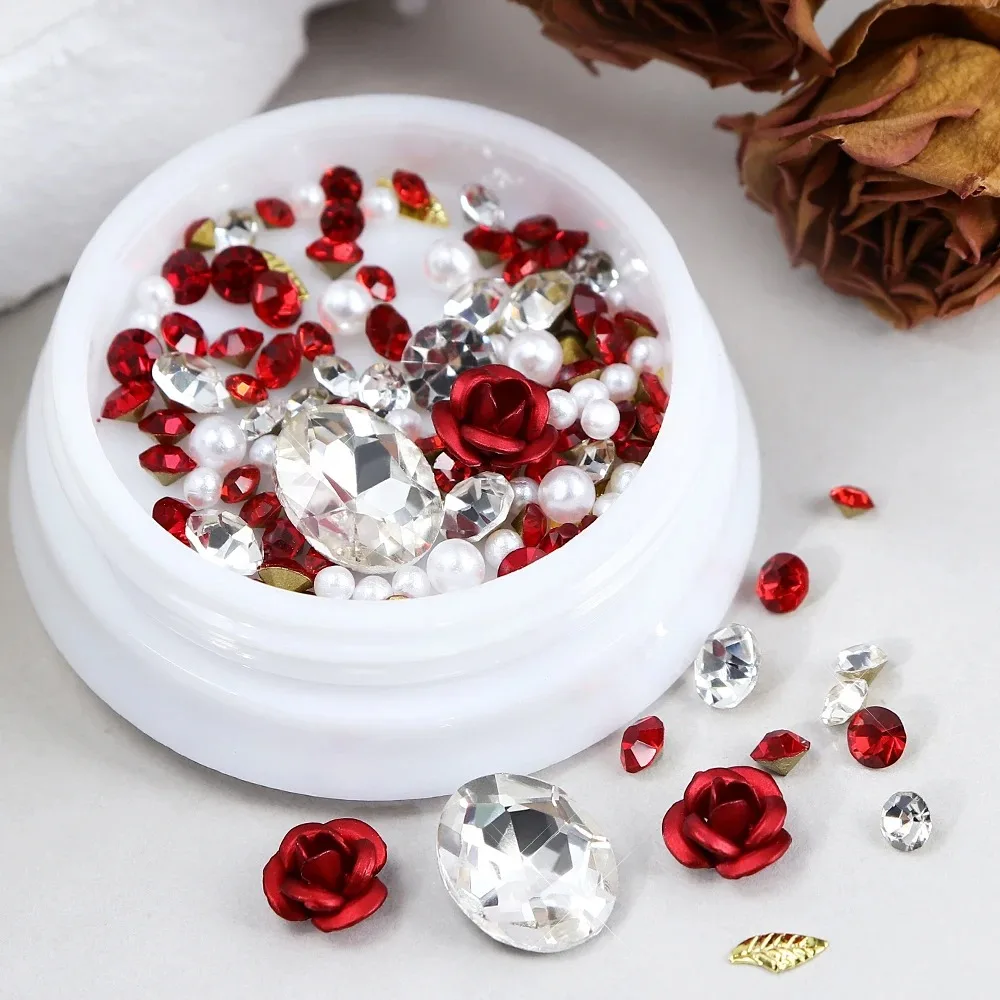 

Alloy Rose Flower Epoxy Resin Accessories Mixed Flower Leaf Pearl Big Rhinestones Charms Design Spring DIY Jewelry Crafts Making