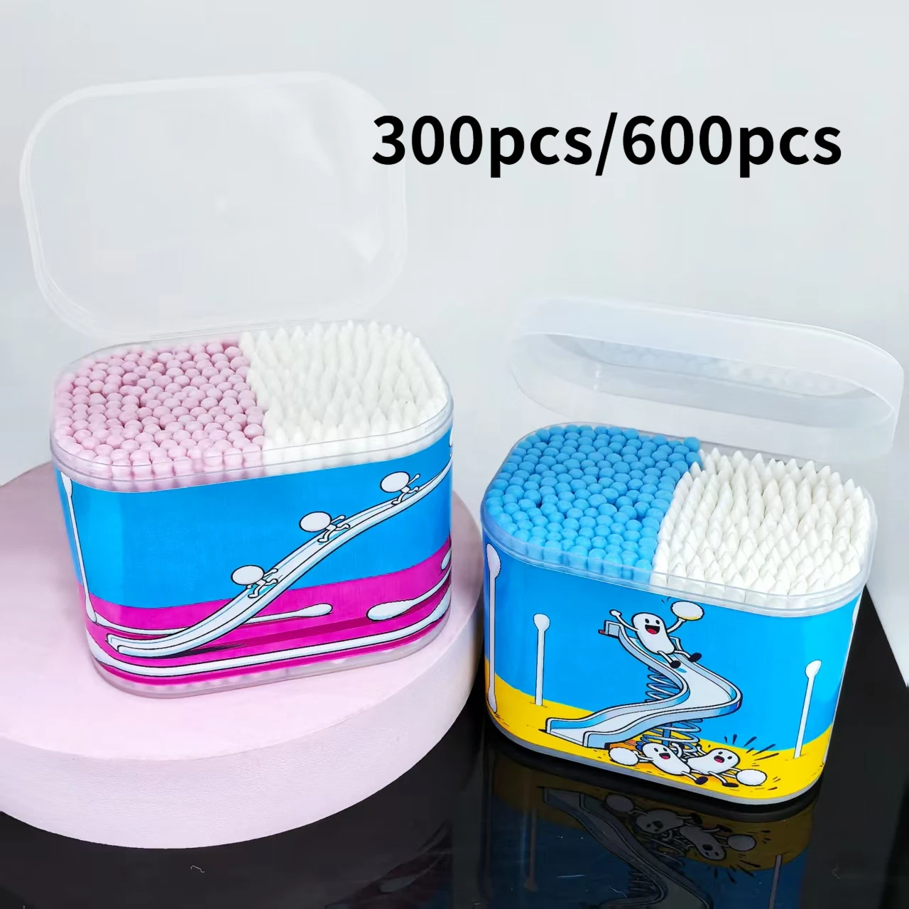 

300 шт./600 шт. двуглавые, двухцветные ватные тампоны для очистки деталей для взрослых по вызорам слайд