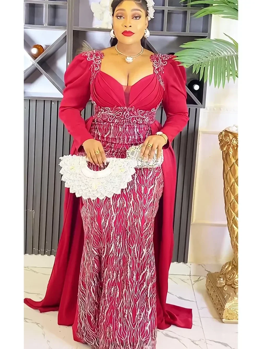 Plus Size Evening Dresses for Women African Luxury Sequin Gown Elegant Christmas Wedding Party Long Dress Ankara Ladies Clothing