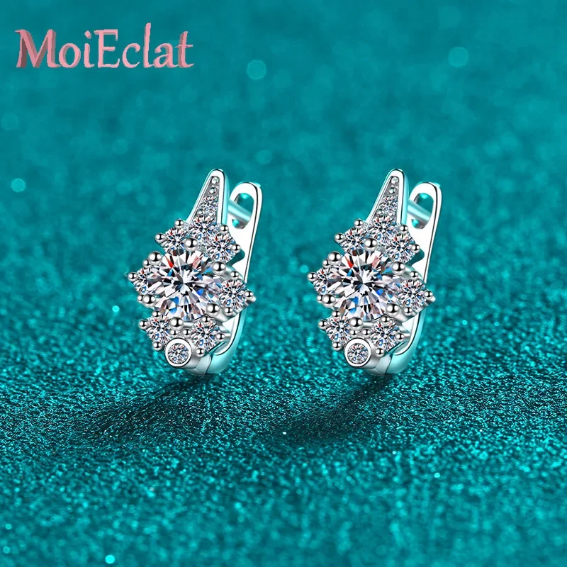 For Women Versatile Stylish Platinum Pt950 Ear Buckles U Shaped 1ct Moissanite Hoop Earrings Eye-catching Fine Jewelry Gifts