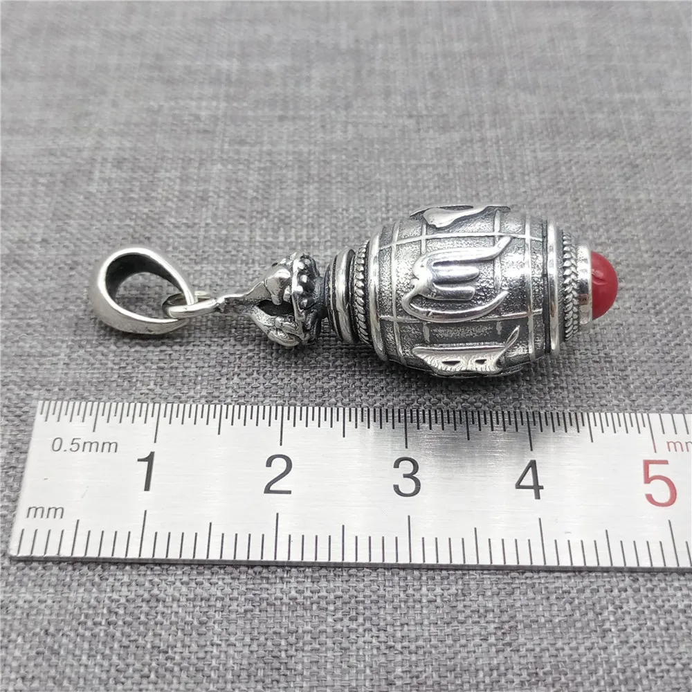 925 Sterling Silver Om mani padme hum Prayer Locket Pendant Wish Memory Box