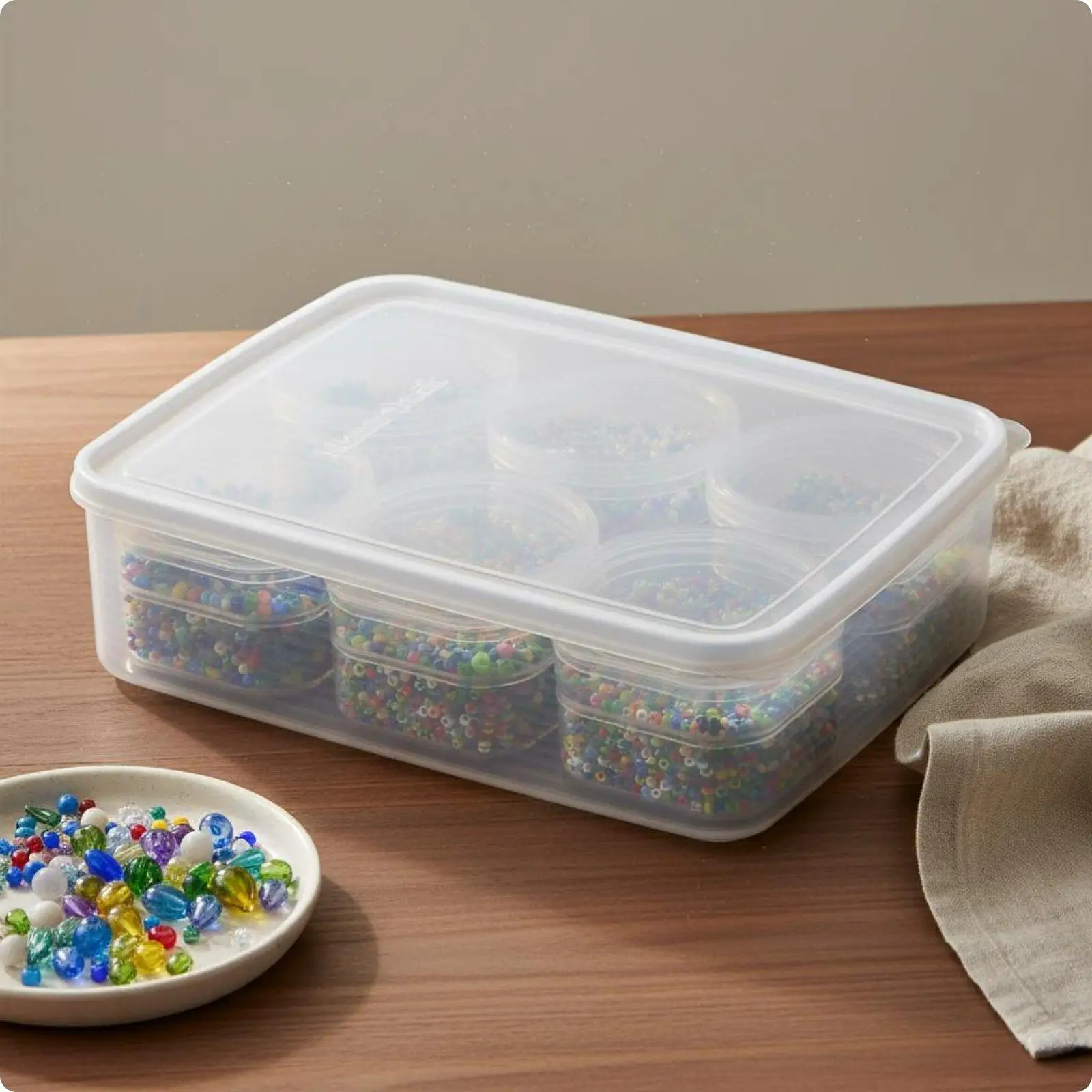 Clear Bead Storage Container Stackable Plastic Organizer Box with Secure Lid for DIY Jewelry Making and Art Supplies