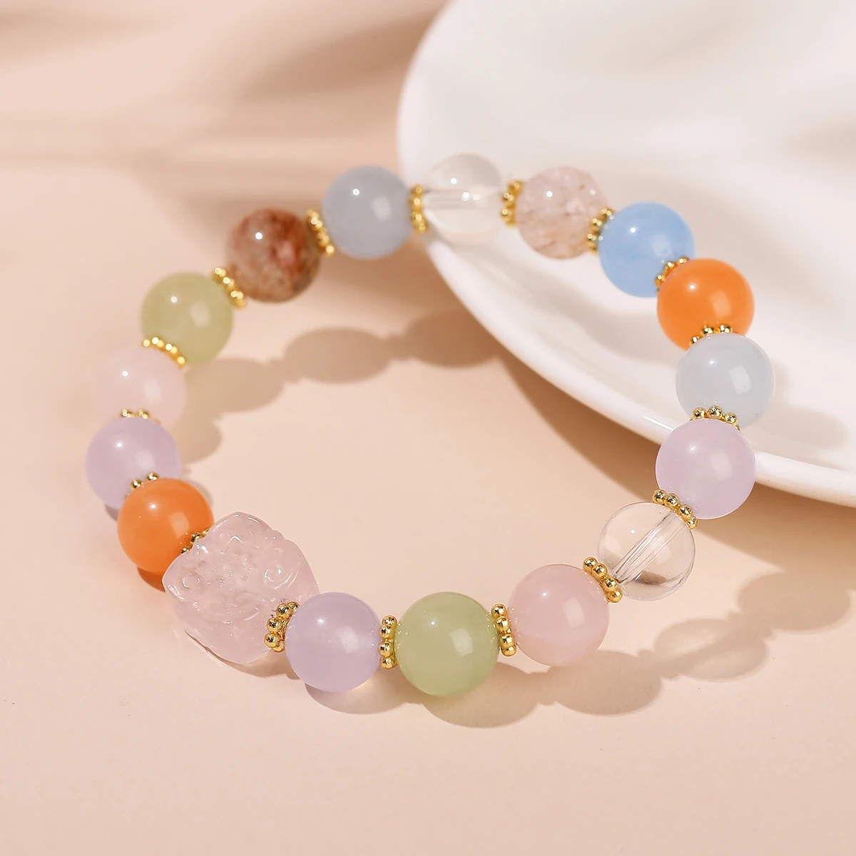 JD الحجر الطبيعي متعدد الألوان العقيق الأسود سوبر سبعة الكوارتز محظوظ تصميم سوار للنساء أزياء كريستال الطاقة المجوهرات #3