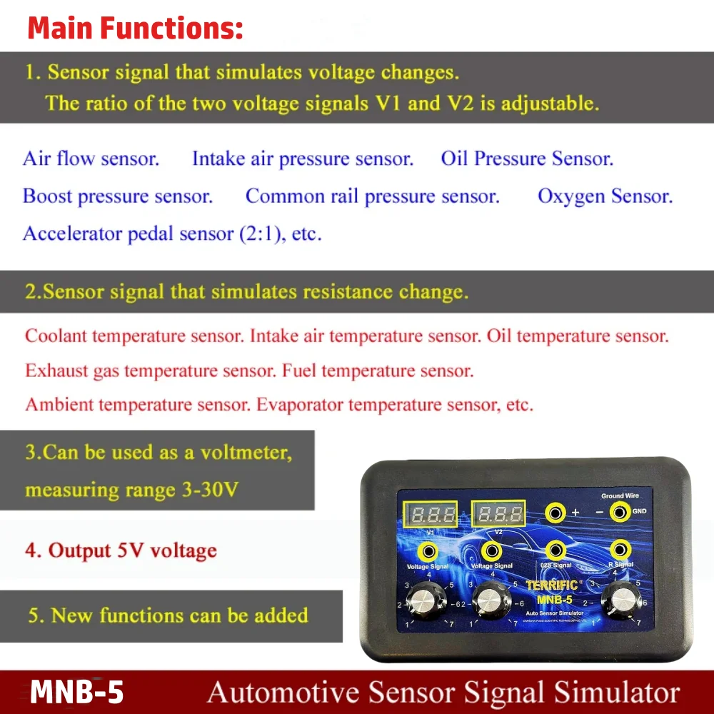 MNB-5 Auto Sensor Simulator Car Signal Generator Upgrade MNB-3 Automotive ECU Voltmeter Car Oxygen Oil Pressure Sensor Simulator