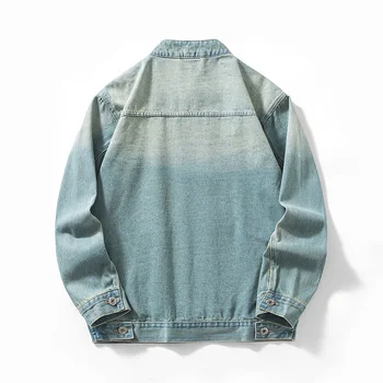 Men's Casual Non-Stretch Denim Jacket High Street Style Zipper Loose Workwear Jacket Plus Size Trendy Streetwear Top 2