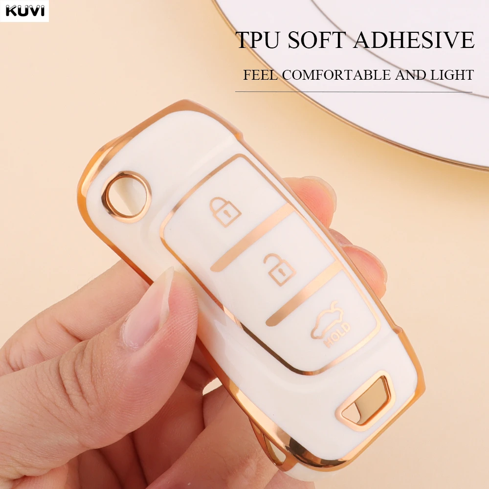 غطاء مفتاح السيارة الذهبي من البولي يوريثان الحراري القابل للطي لشركة هيونداي إلنترا سولاريس توكسون I30 I35 I40 كونا جينيسيس سانتا في أزيرا حامل شل