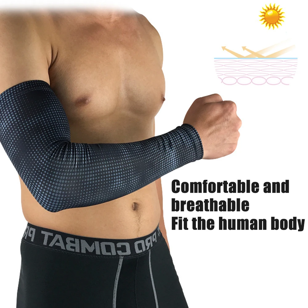 BraceTop-Manga de compresión para deportes al aire libre, protección UV para brazo, antideslizante, seda de hielo, refrigeración, atlética, 1 ud.